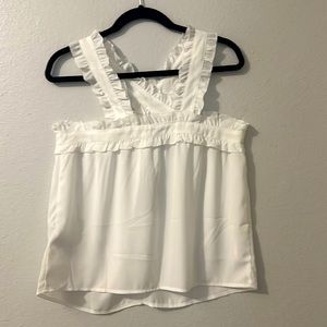 J. CREW NEW WITH TAGS -women's cross ruffle front sleeveless top. Size 6 Ivory